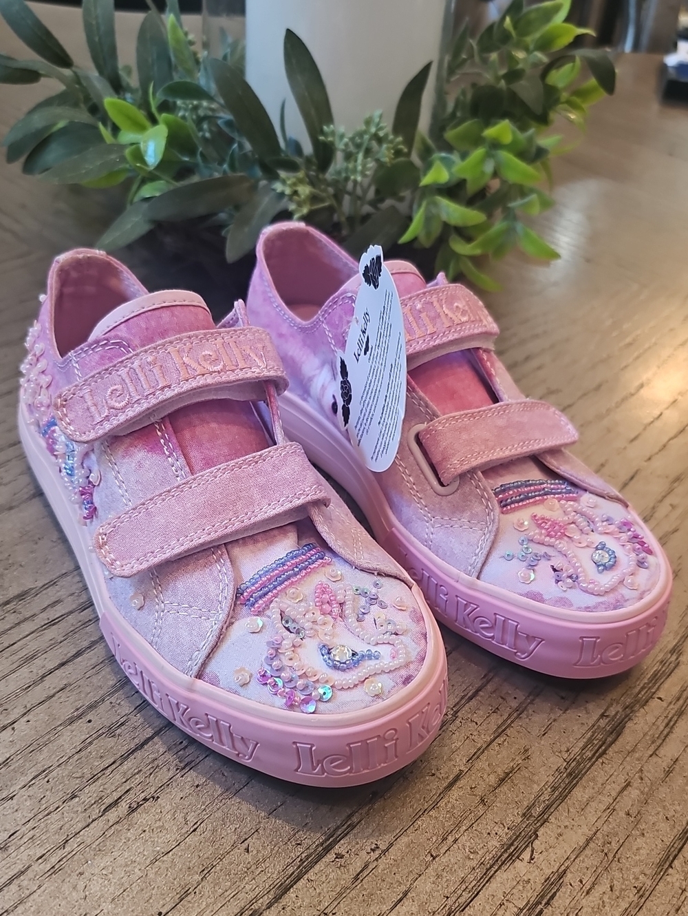 Lelli Kelly Unicorn Beaded Sneakers Size 2 NWT